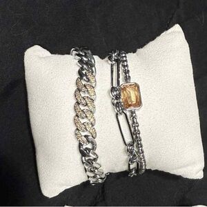 Elegant Hematite and topaz Bracelet Set